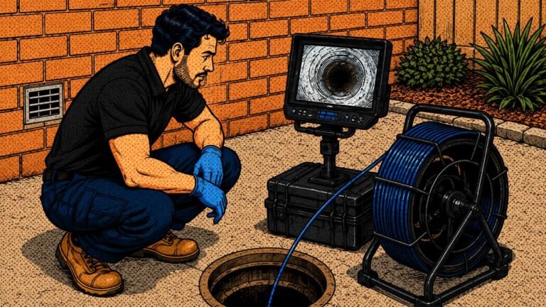 CCTV drain inspection camera locating a blockage
