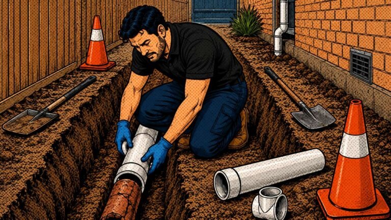 Drain repair and pipe replacement work