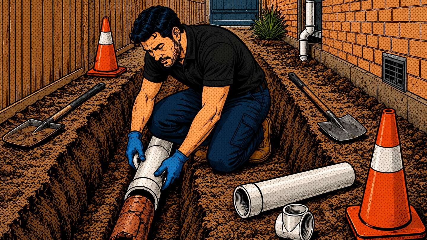 Drain repair and pipe replacement work