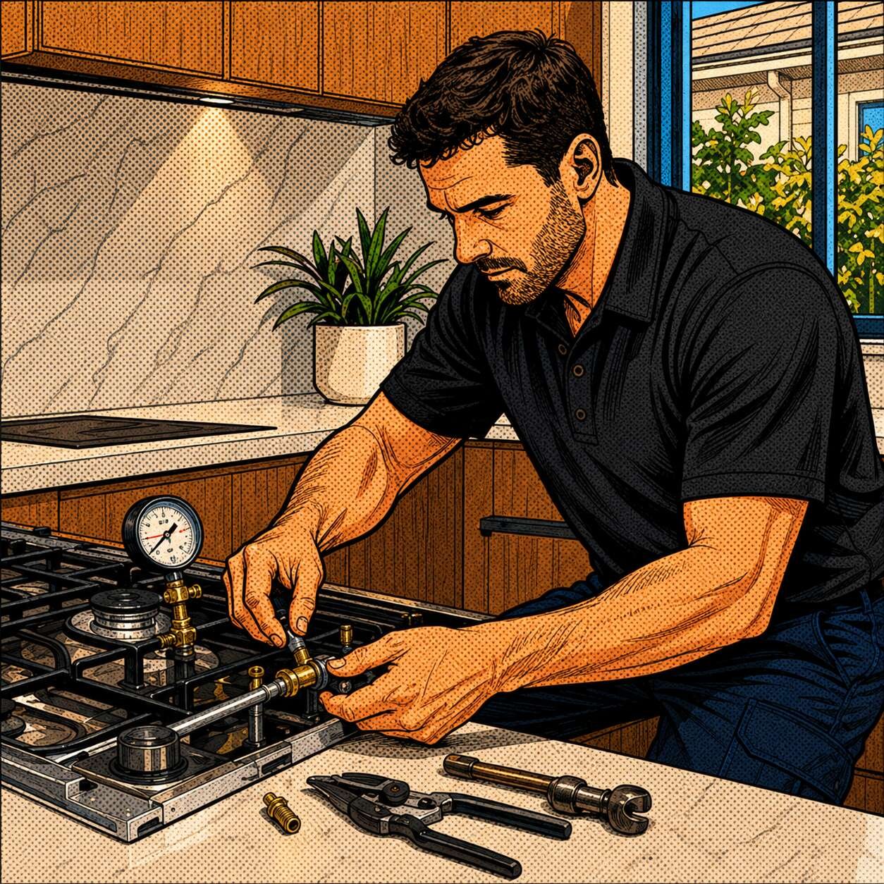 Gas cooktop installation by a licensed gas fitter