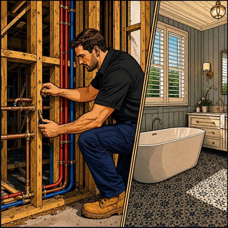 Bathroom renovation plumbing by Jumpstart Plumbing & Gas