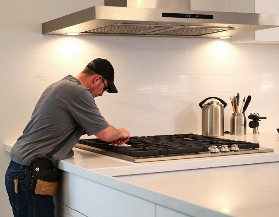 Gas cooktop installation by a licensed Jumpstart gas fitter