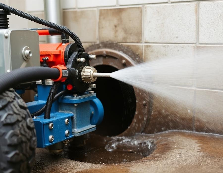 High-pressure drain jetting carried out by Jumpstart Plumbing & Gas